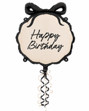 Black & Cream Bow Happy Birthday 18inch Balloon