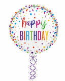 Rainbow Confetti Happy Birthday 18inch Balloon