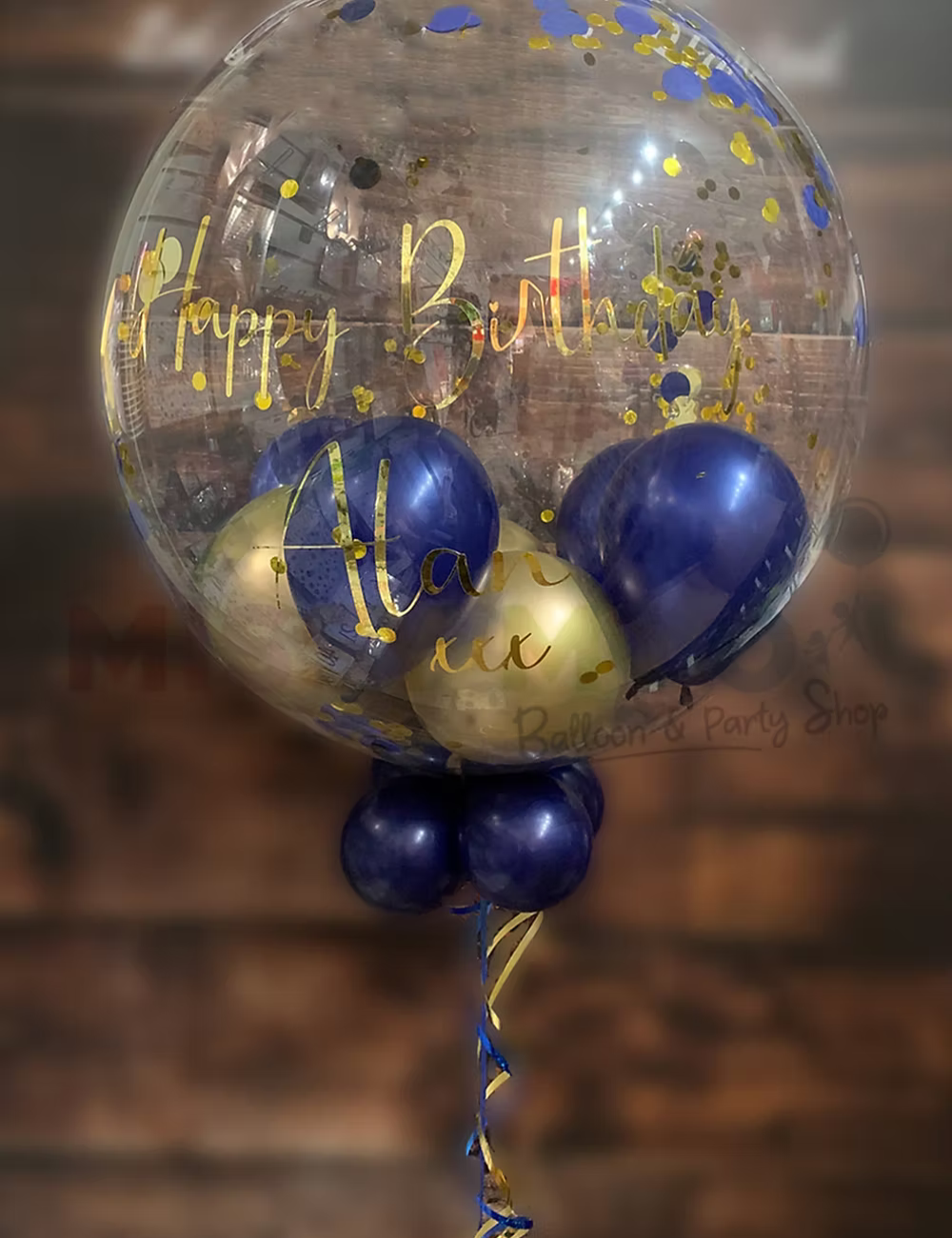 Navy Gold Confetti Bubble