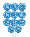 Happy Birthday Blue Holographic Foil Balloons (Ages 16-90)