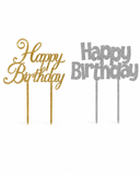 'Happy Birthday' Cake Topper (Gold/Silver)