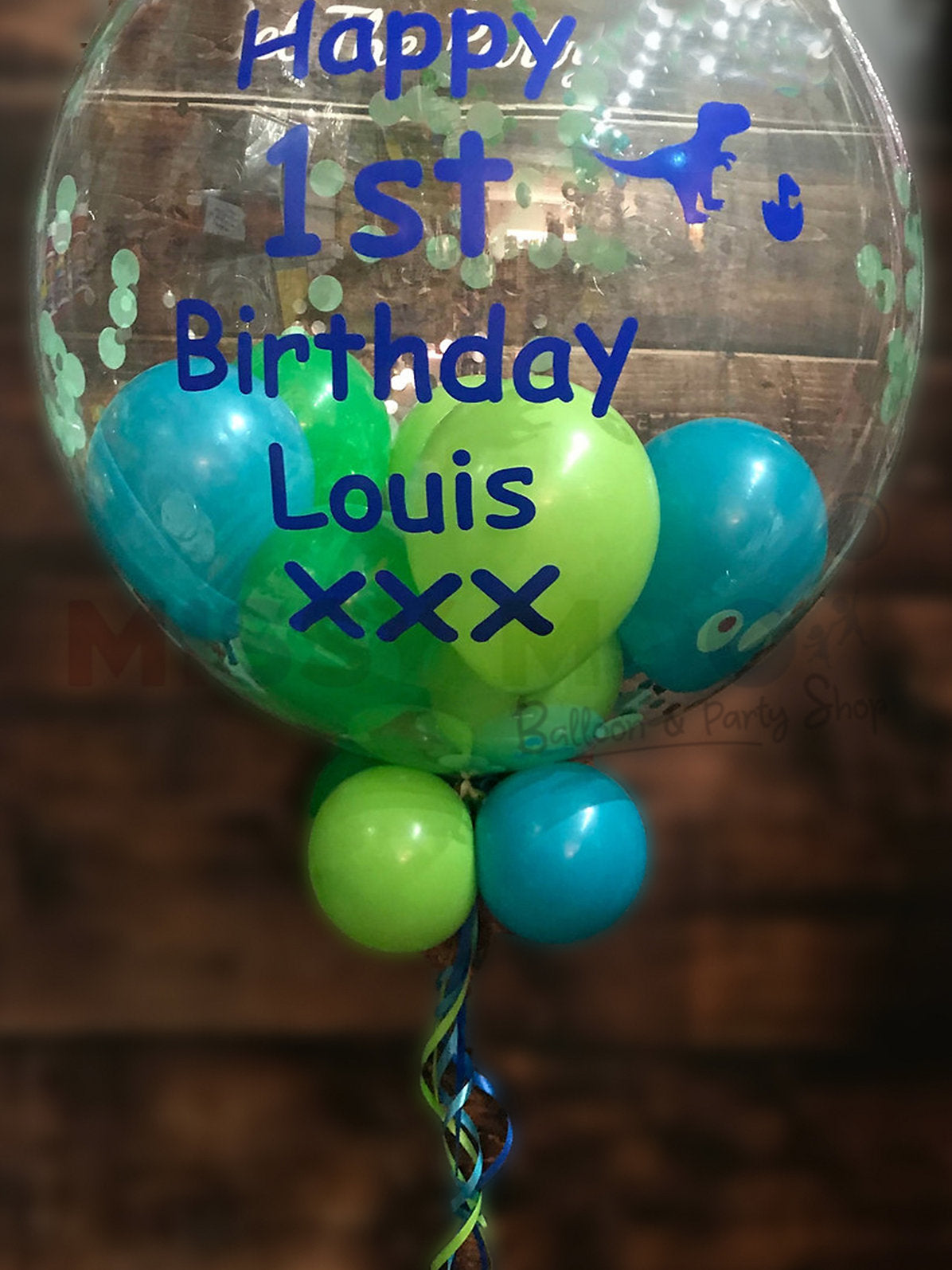Dino 1st Birthday Personalised Bubble