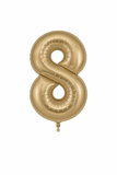 Helium Big Number Balloons in Gold Silk 0-9