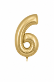 Helium Big Number Balloons in Gold Silk 0-9