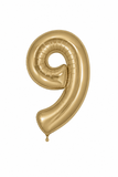 Helium Big Number Balloons in Gold Silk 0-9