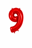Helium Big Number Balloons in Red 0-9