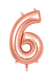 Helium Big Number Balloon in Rose Gold 0-9