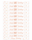 White & Rose Gold Happy Birthday Foil Birthday Banner (Choose Age)