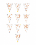 White & Rose Gold Holographic Birthday Bunting