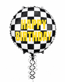 Checkered Racing Happy Birthday 18inch Balloon