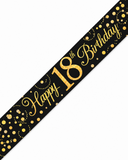 Black & Gold Happy Birthday Foil Birthday Banner (Choose Age)