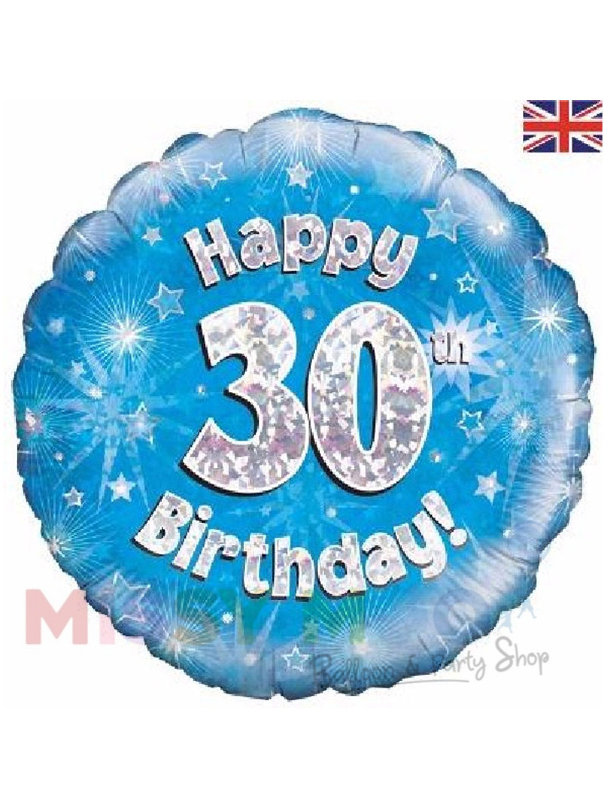 Happy Birthday Blue Holographic Foil Balloons (Ages 16-90)