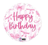 18in PRETTY PINK BOW BIRTHDAY FOIL BALLOON
