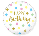 18in PASTEL DOTS BIRTHDAY FOIL BALLOON