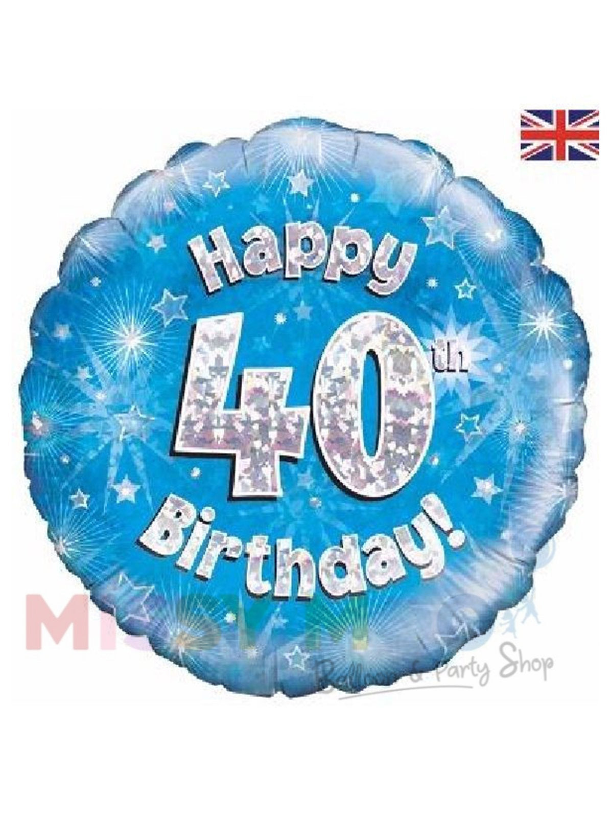 Happy Birthday Blue Holographic Foil Balloons (Ages 16-90)