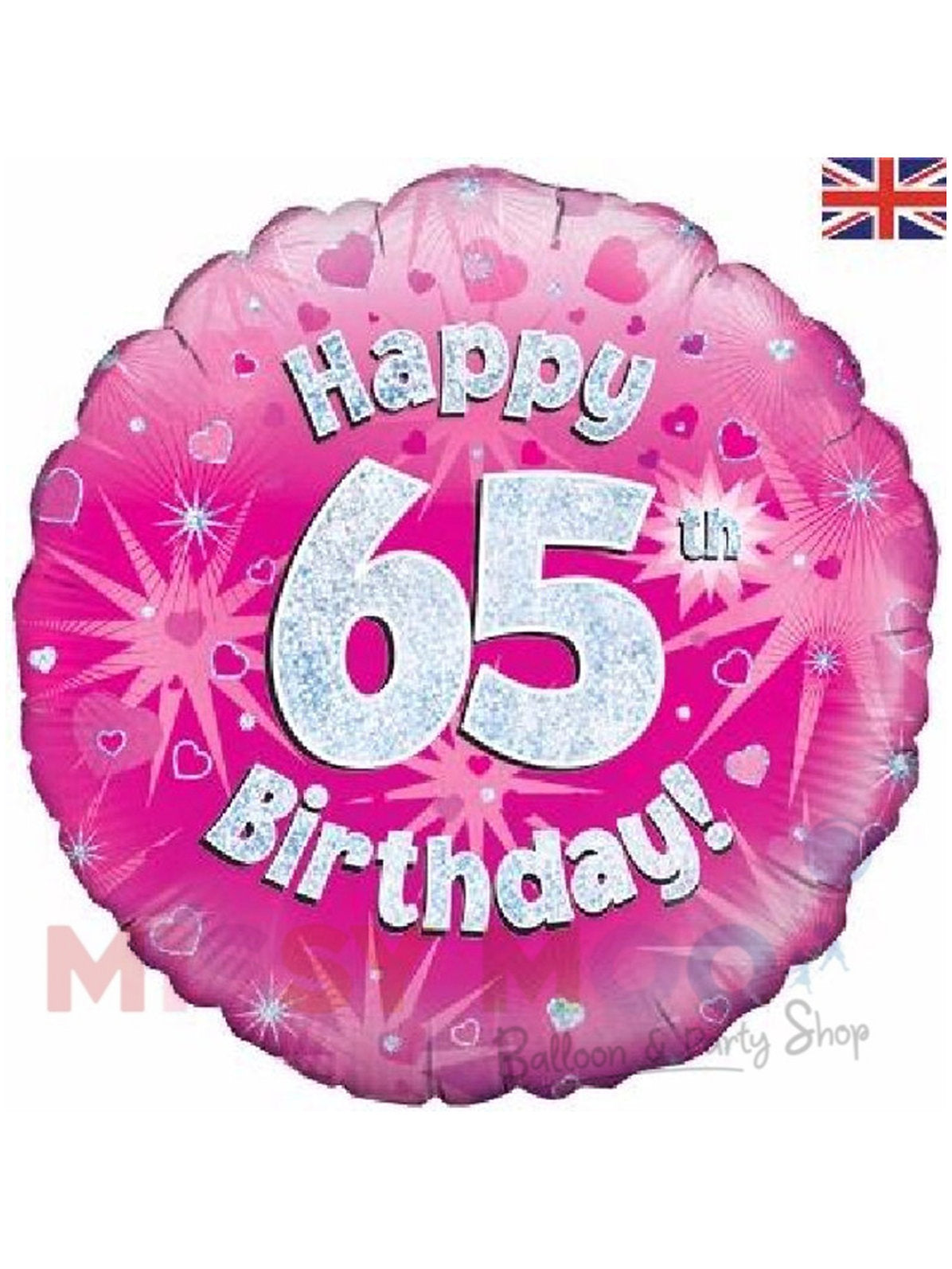 Happy Birthday Pink Holographic Foil Balloons (Ages 16-90)