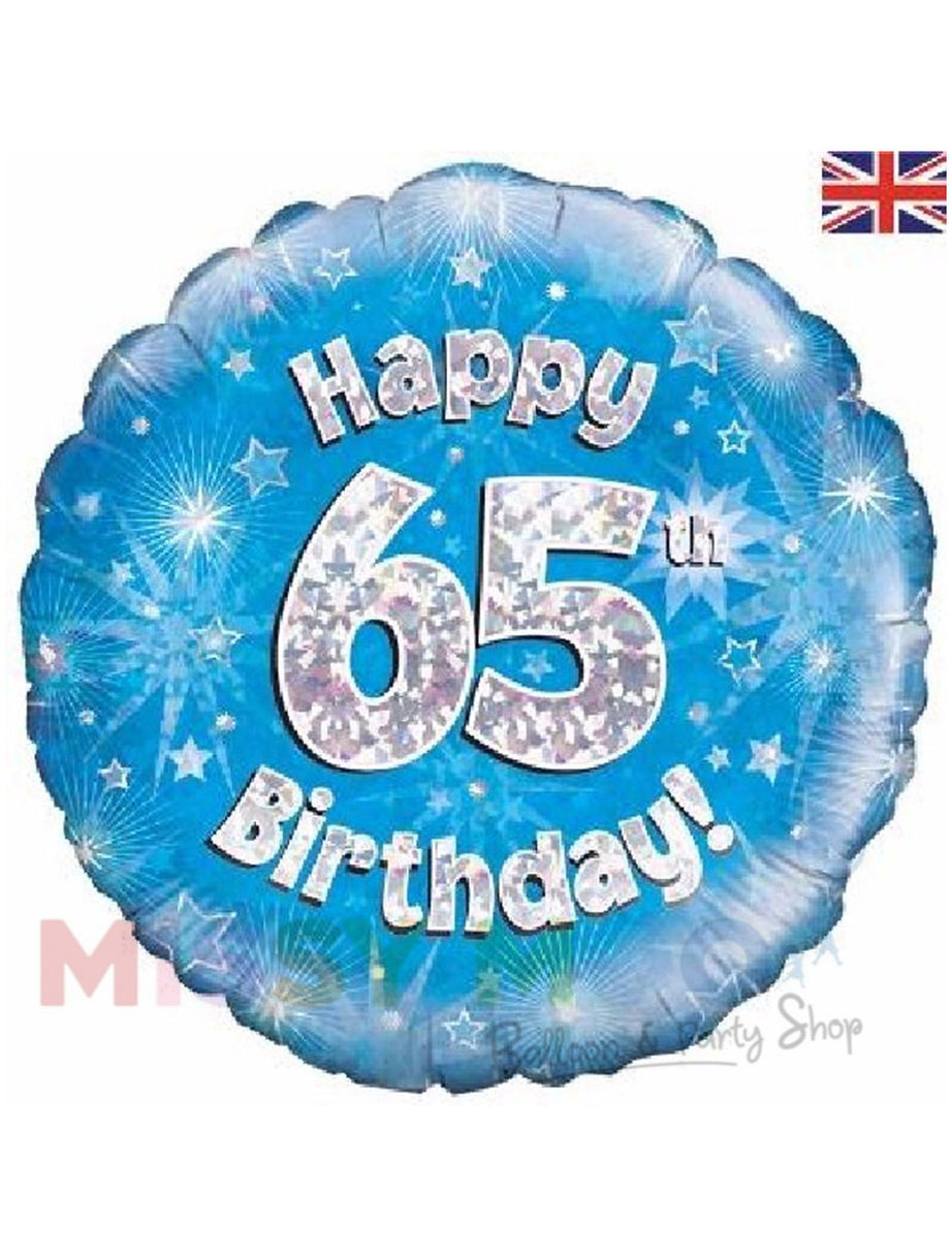 Happy Birthday Blue Holographic Foil Balloons (Ages 16-90)