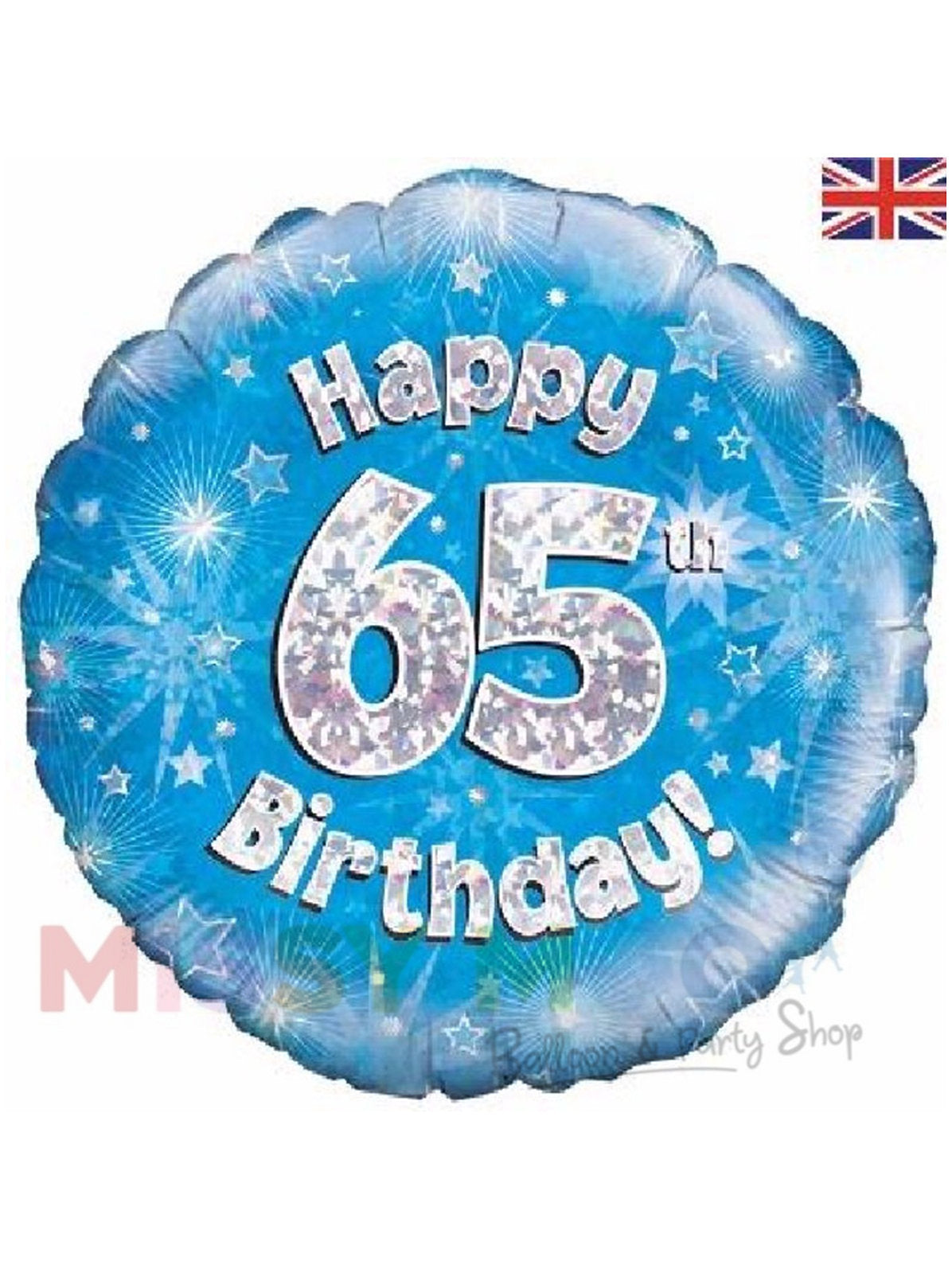 Happy Birthday Blue Holographic Foil Balloons (Ages 16-90)