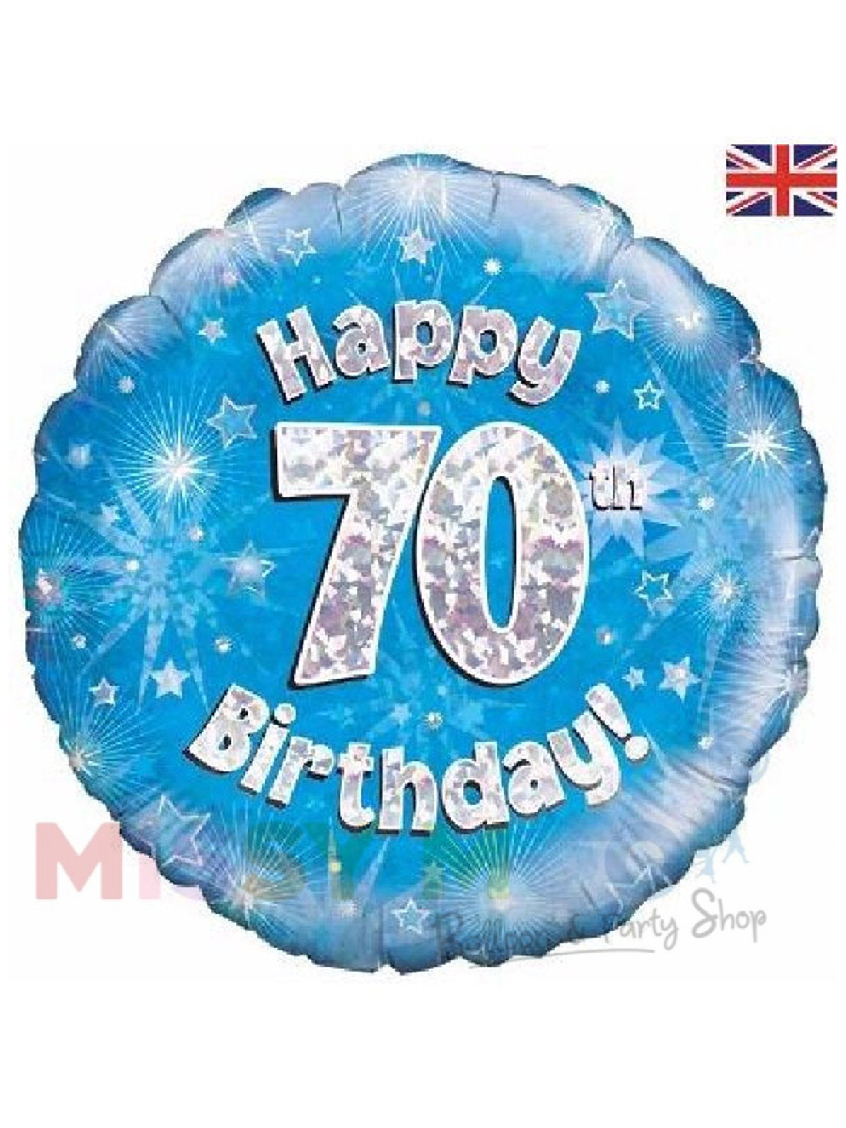 Happy Birthday Blue Holographic Foil Balloons (Ages 16-90)