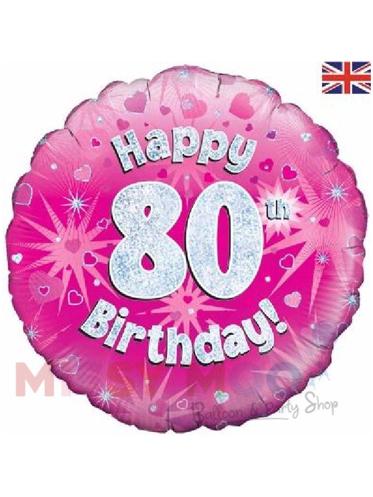 Happy Birthday Pink Holographic Foil Balloons (Ages 16-90)