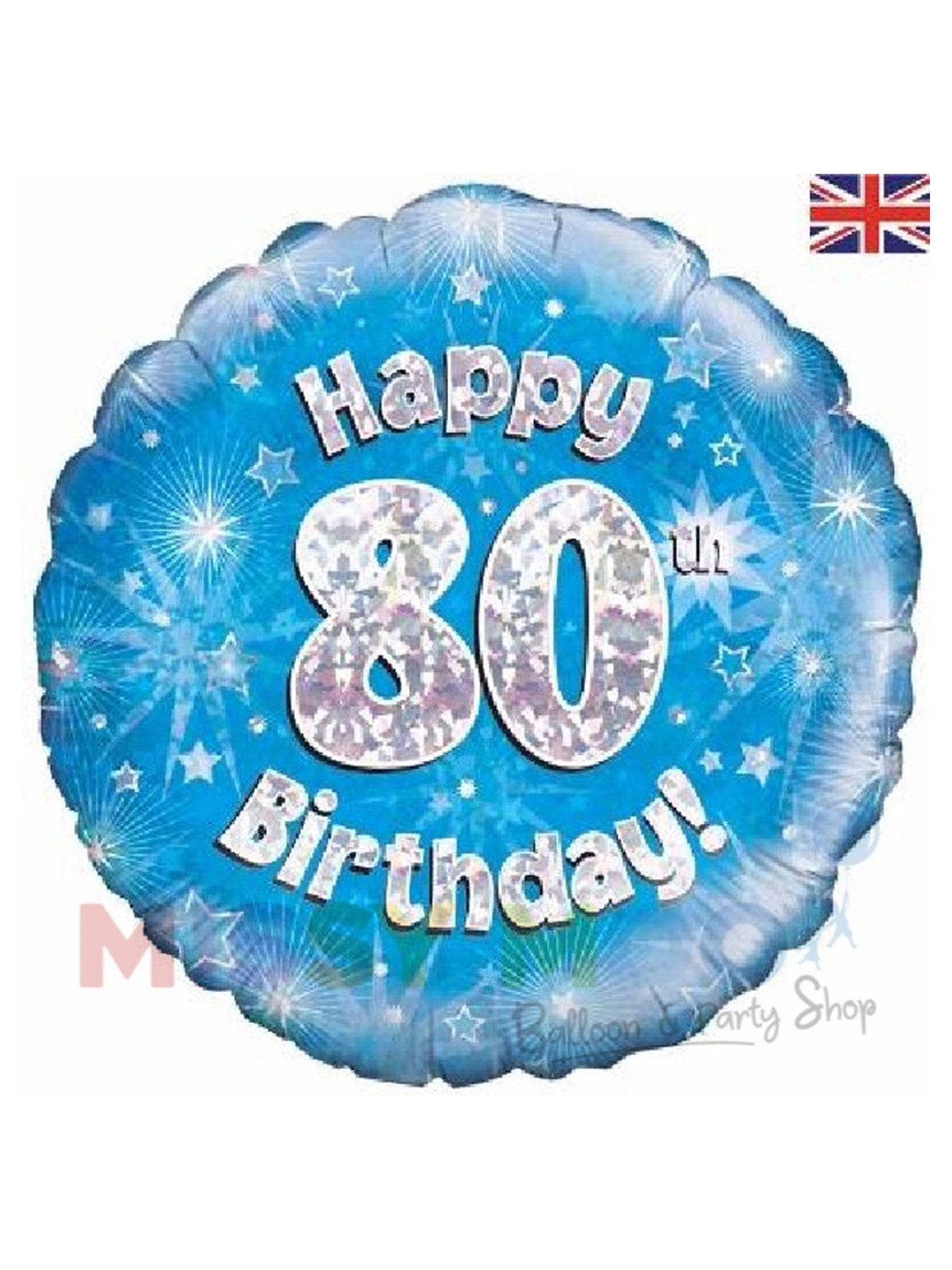 Happy Birthday Blue Holographic Foil Balloons (Ages 16-90)