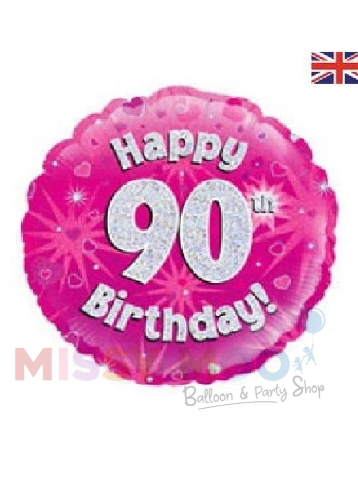 Happy Birthday Pink Holographic Foil Balloons (Ages 16-90)