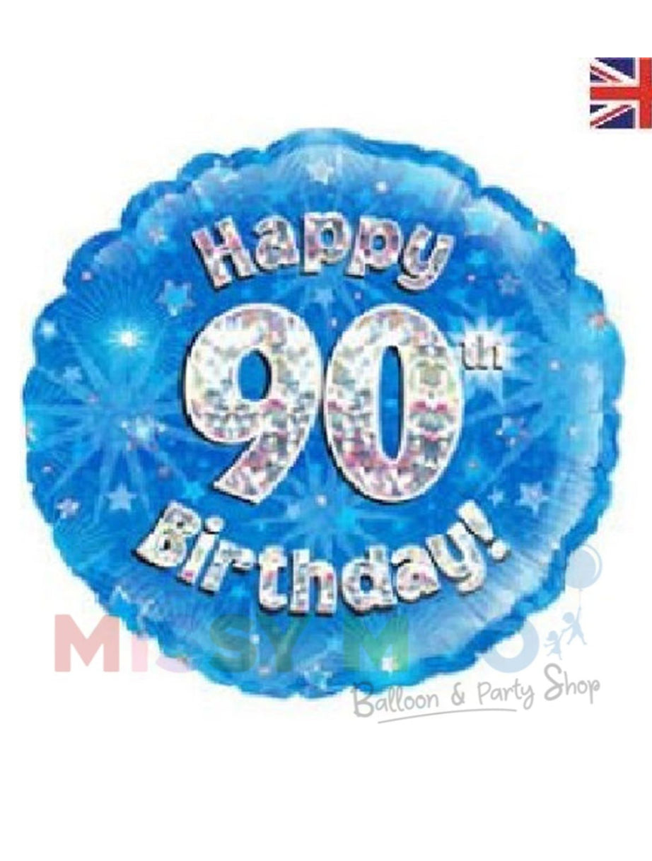 Happy Birthday Blue Holographic Foil Balloons (Ages 16-90)