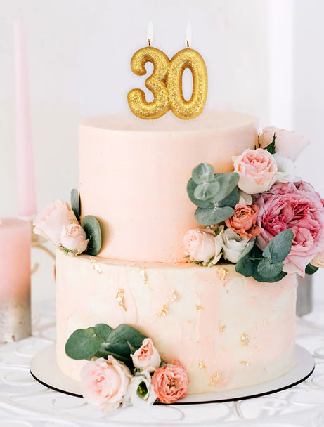 Age 30 Glitter Number Double Candle Gold Candle