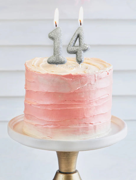 Age 4 Glitter Number Candle Silver