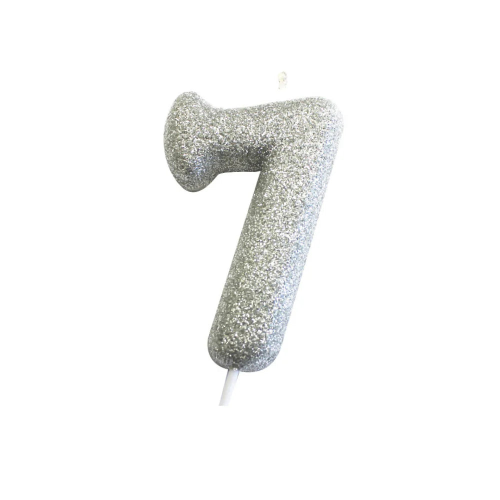 Age 7 Glitter Number Candle Silver