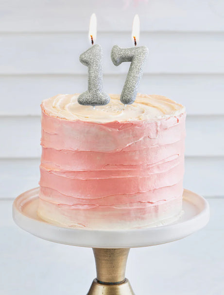 Age 7 Glitter Number Candle Silver