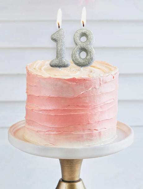 Age 8 Glitter Number Candle Silver