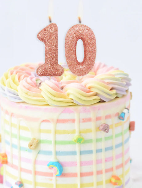 Age 1 Glitter Number Candle Rose Gold
