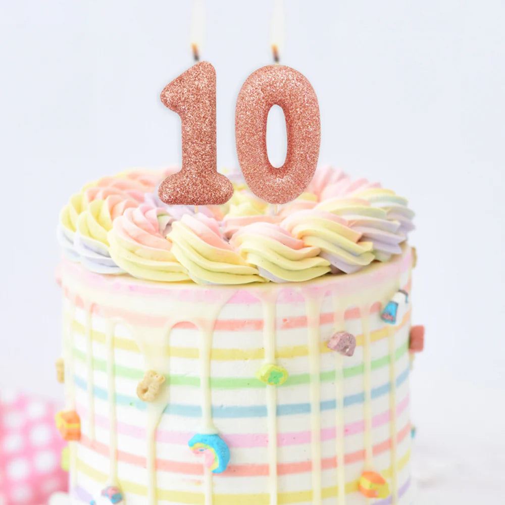 Age 1 Glitter Number Candle Rose Gold