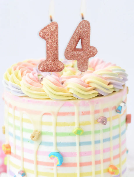 Age 4 Glitter Number Candle Rose Gold