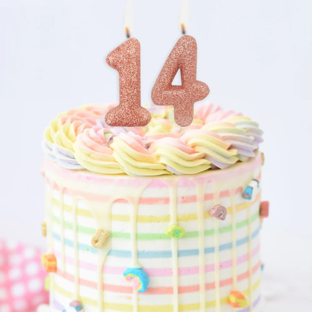 Age 4 Glitter Number Candle Rose Gold