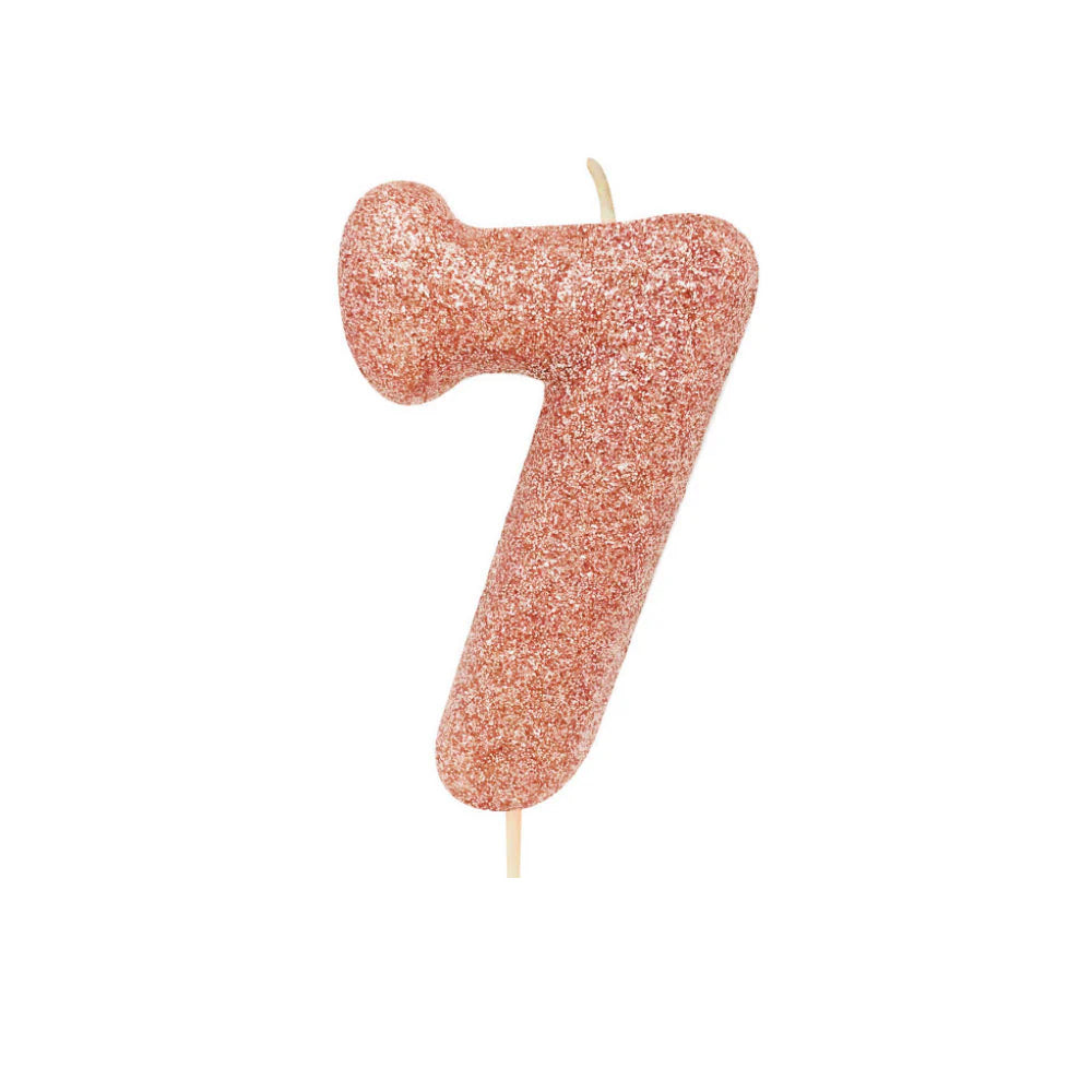 Age 7 Glitter Number Candle Rose Gold