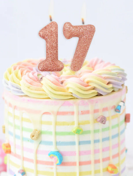 Age 7 Glitter Number Candle Rose Gold