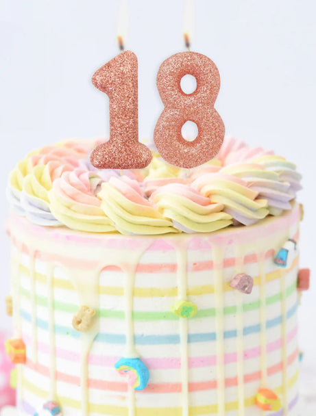 Age 8 Glitter Number Candle Rose Gold