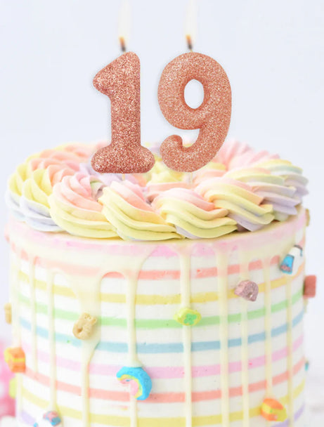 Age 9 Glitter Number Candle Rose Gold