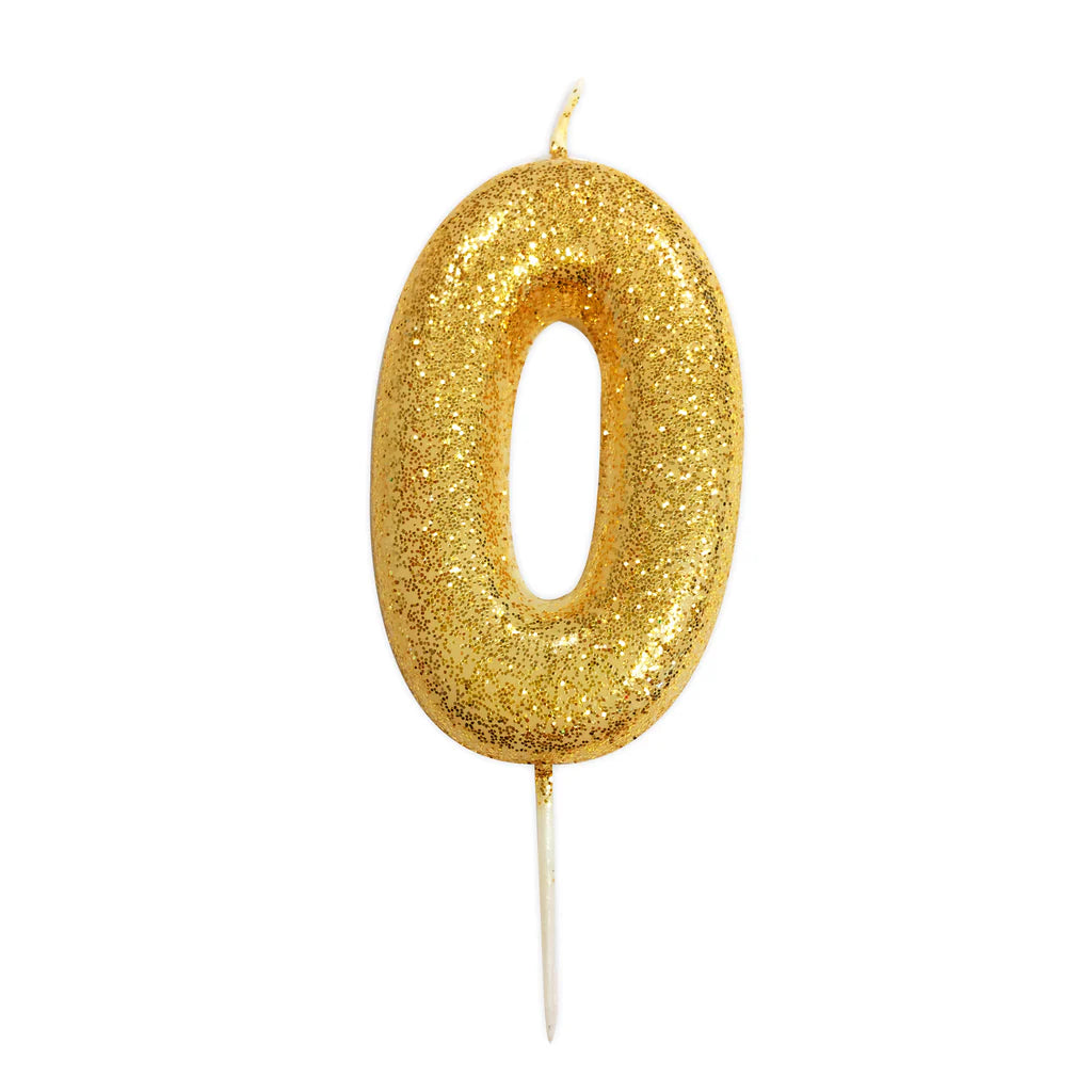 Age 0 Glitter Number Candle Gold Candle