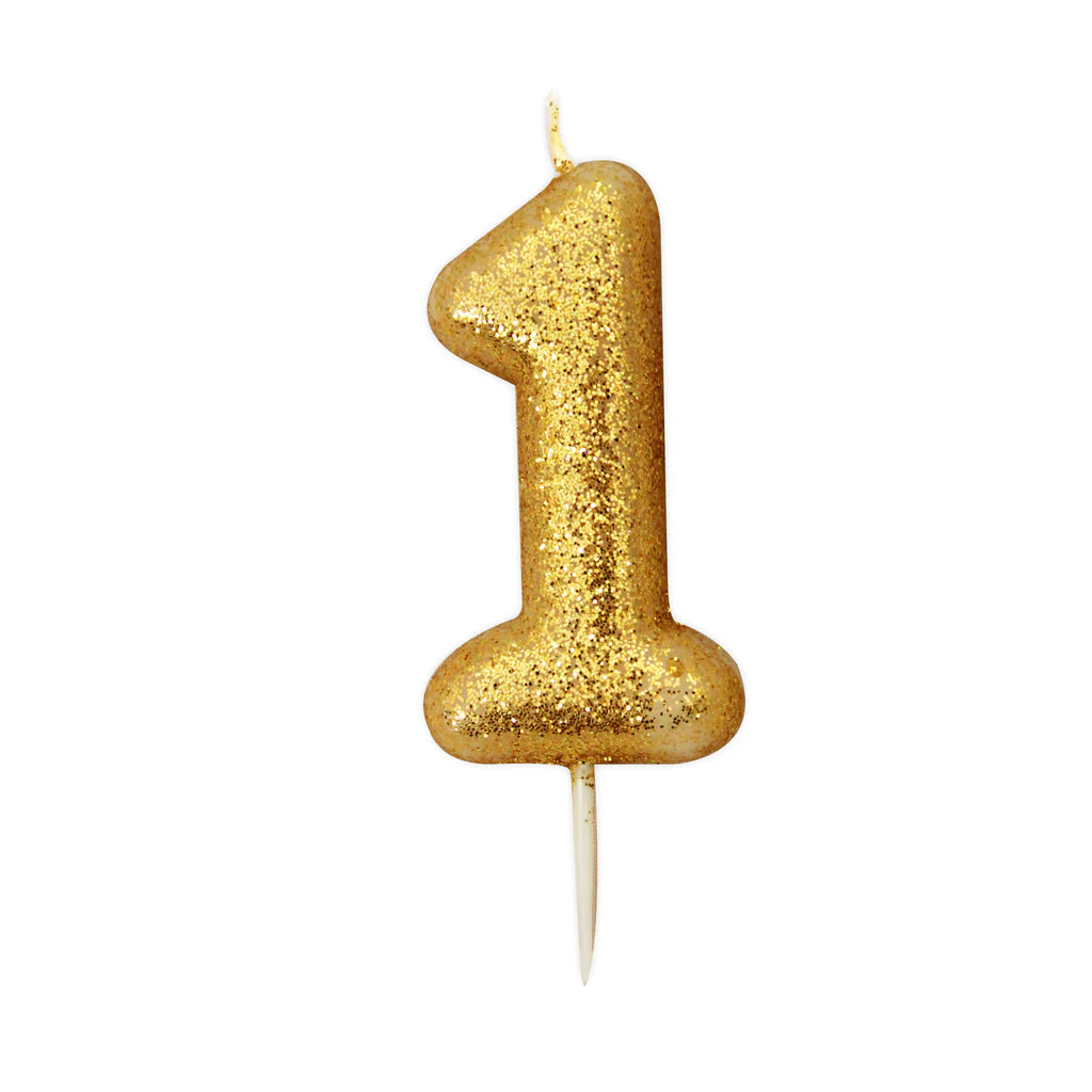 Age 1 Glitter Number Candle Gold Candle