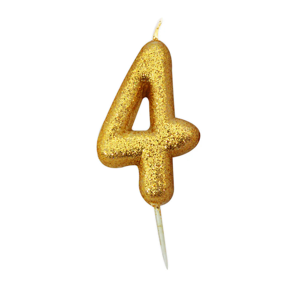 Age 4 Glitter Number Candle Gold Candle