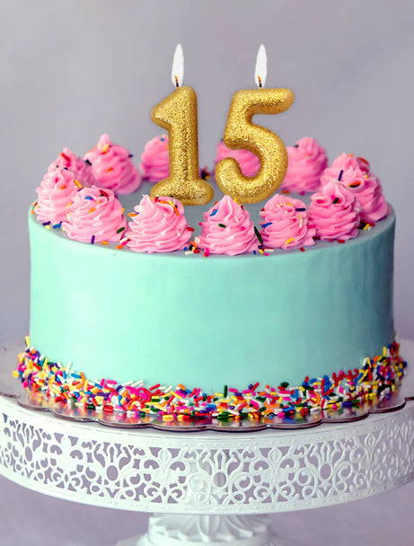 Age 5 Glitter Number Candle Gold Candle