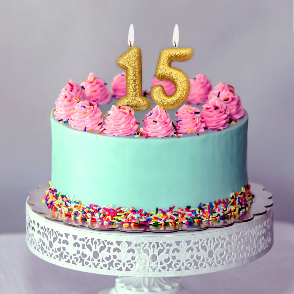 Age 5 Glitter Number Candle Gold Candle