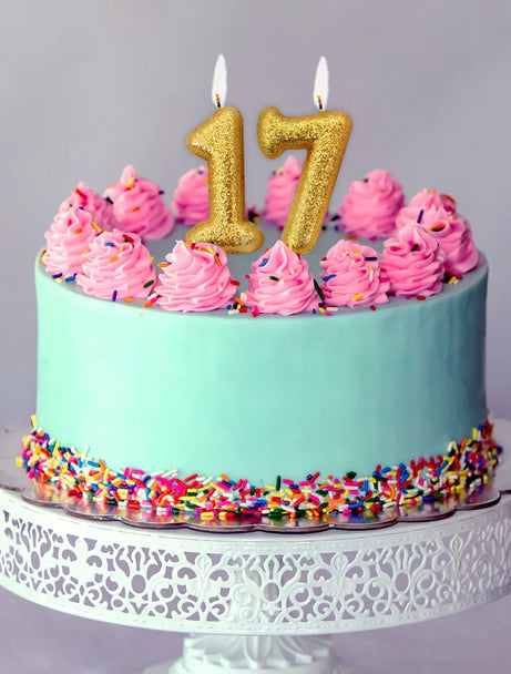 Age 7 Glitter Number Candle Gold Candle