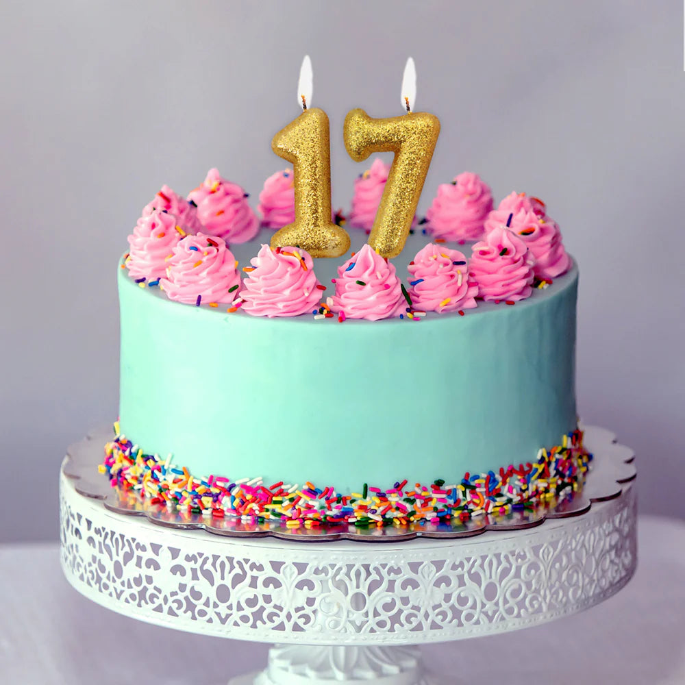 Age 7 Glitter Number Candle Gold Candle