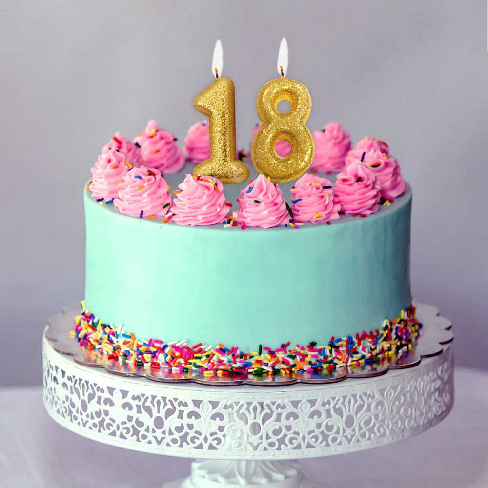 Age 8 Glitter Number Candle Gold Candle