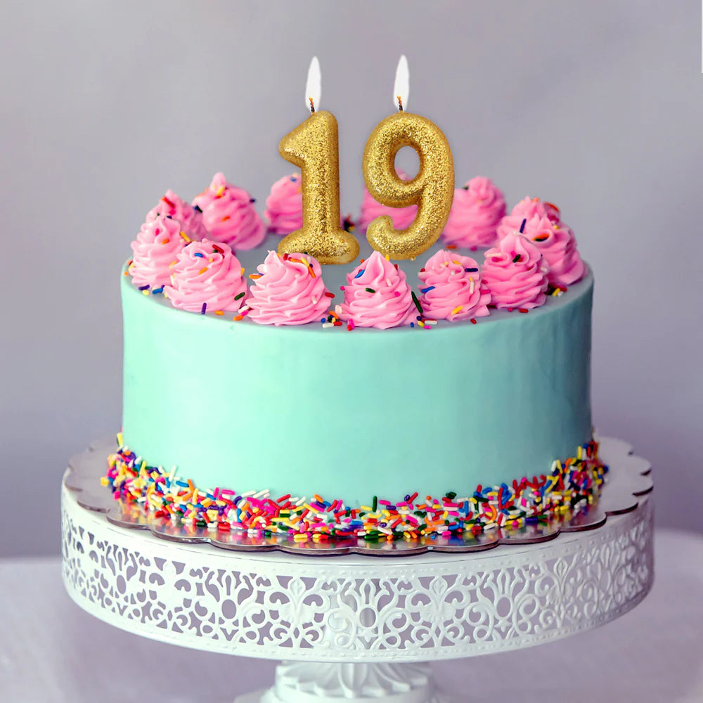 Age 9 Glitter Number Candle Gold Candle