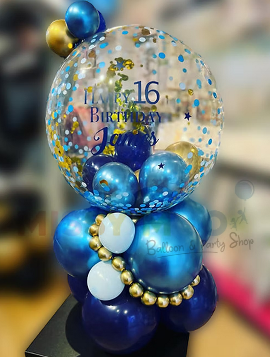 Blue Chrome Personalised Bubble